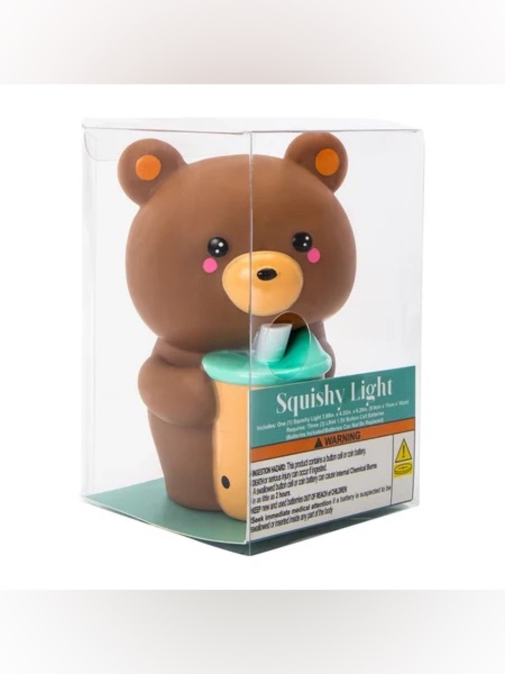 Cute Brown Bear with Boba Squishy Light Night Light